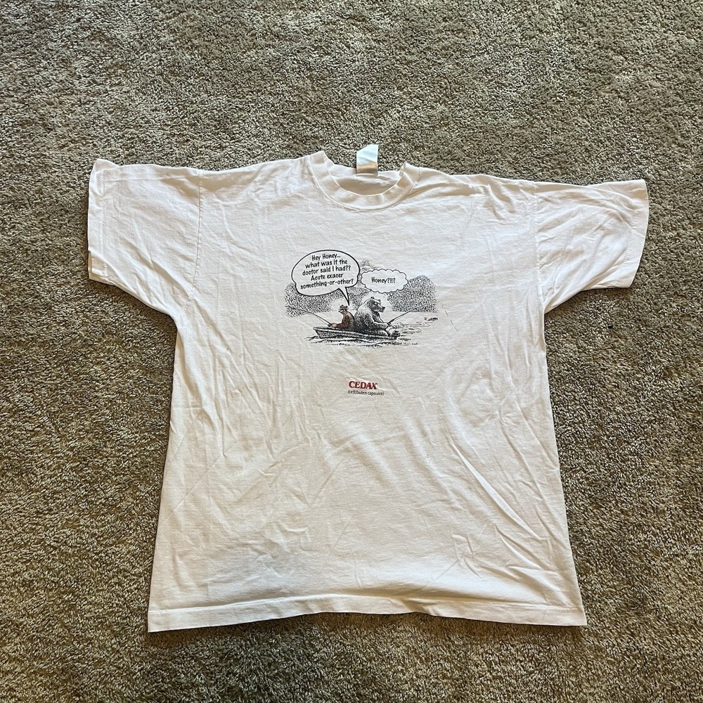 Vintage 90s Cedax Antibiotic Drug Comic Promo Single‎ Stitch T-Shirt Boxy Large